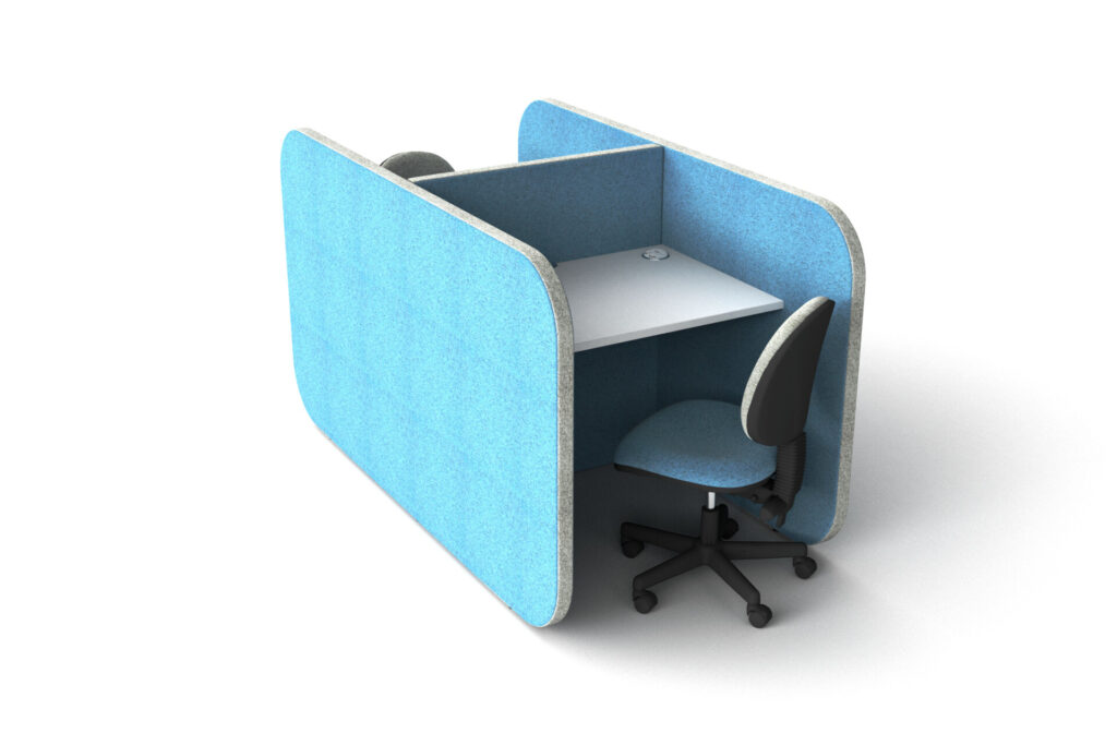 F2F 01 Flexi Face To Face acoustic office pod with desk and chair