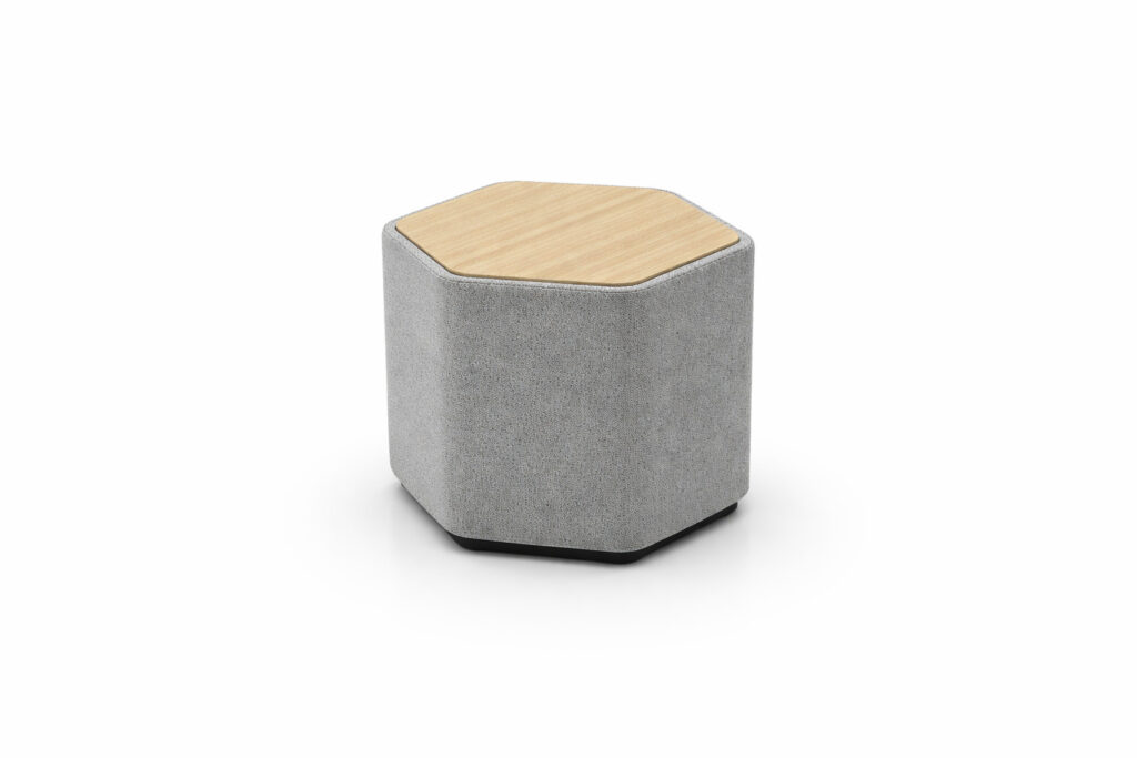 Hexagonal modular breakout seating with wooden top