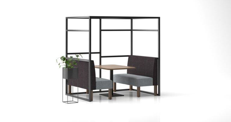 RIF 02 acoustic office pod with modular seating and meeting table