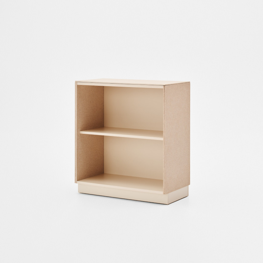 Soma modular office storage cabinet with two shelves on a white background