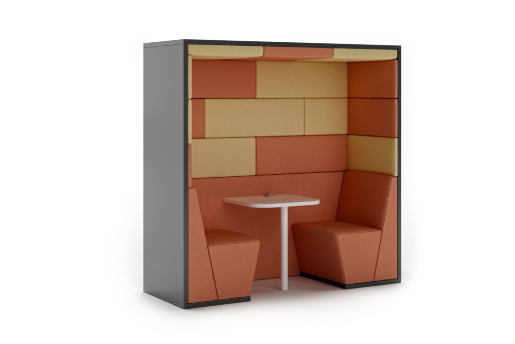 SES 01 Session meeting booth with modular seating and white table — 2020 Furniture