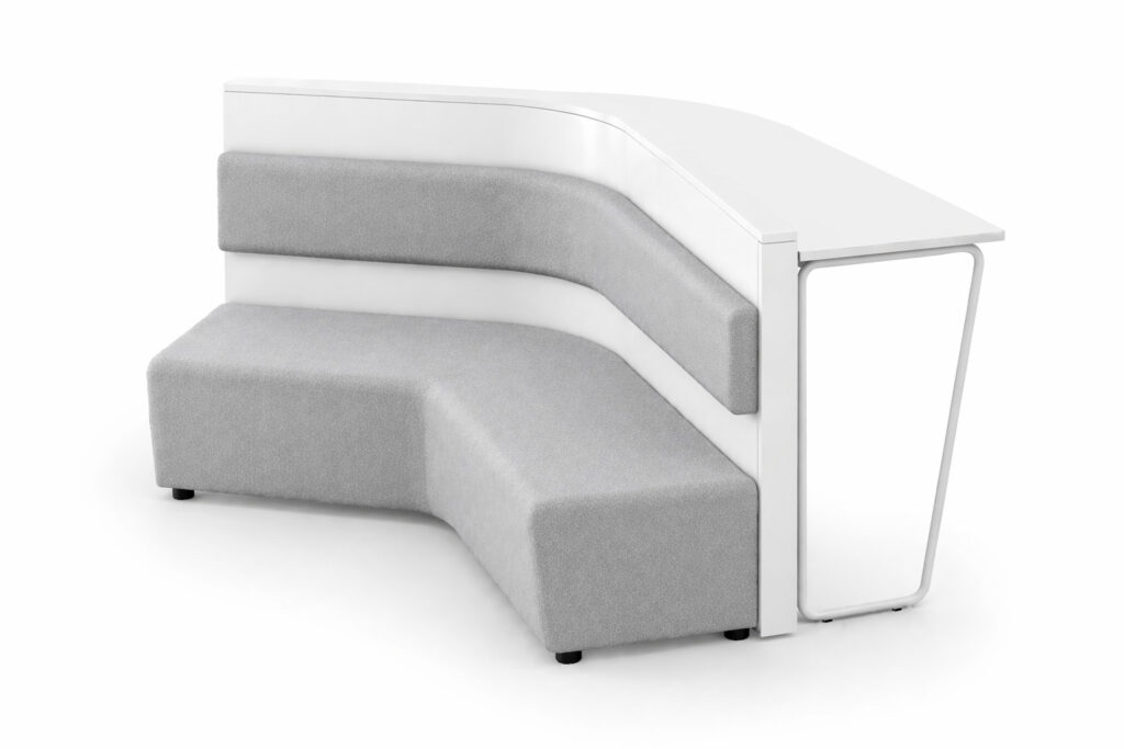 CONF 06 modular conference seating with integrated table in a studio setting