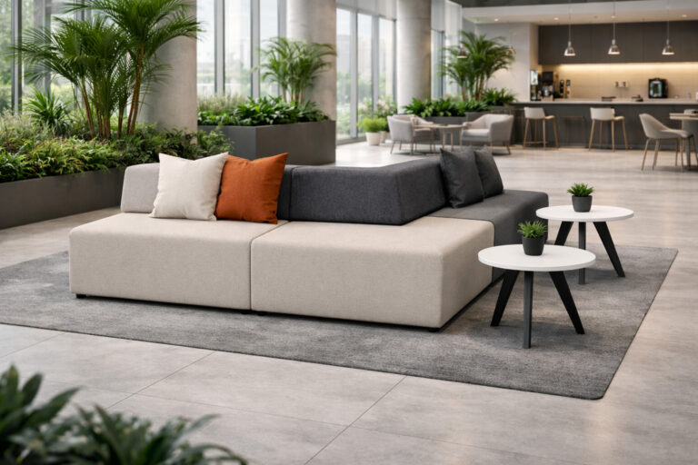 Office breakout area with modular Ally seating and side tables