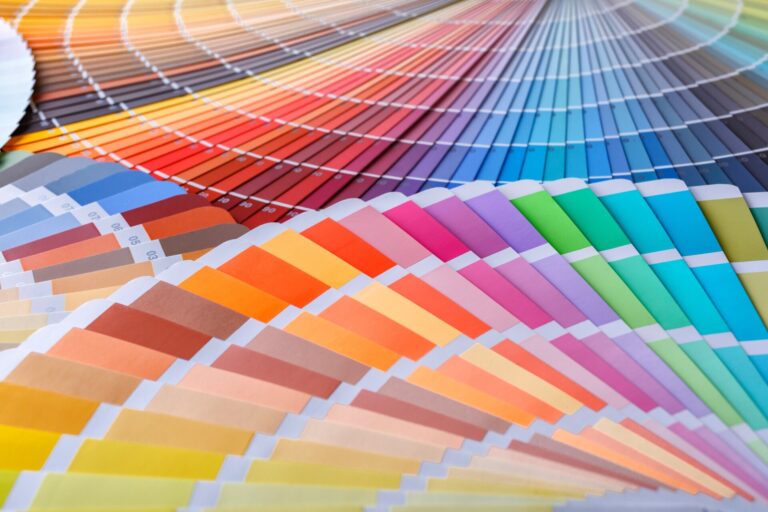 Colour swatch fan deck showing a wide range of colours for office furniture