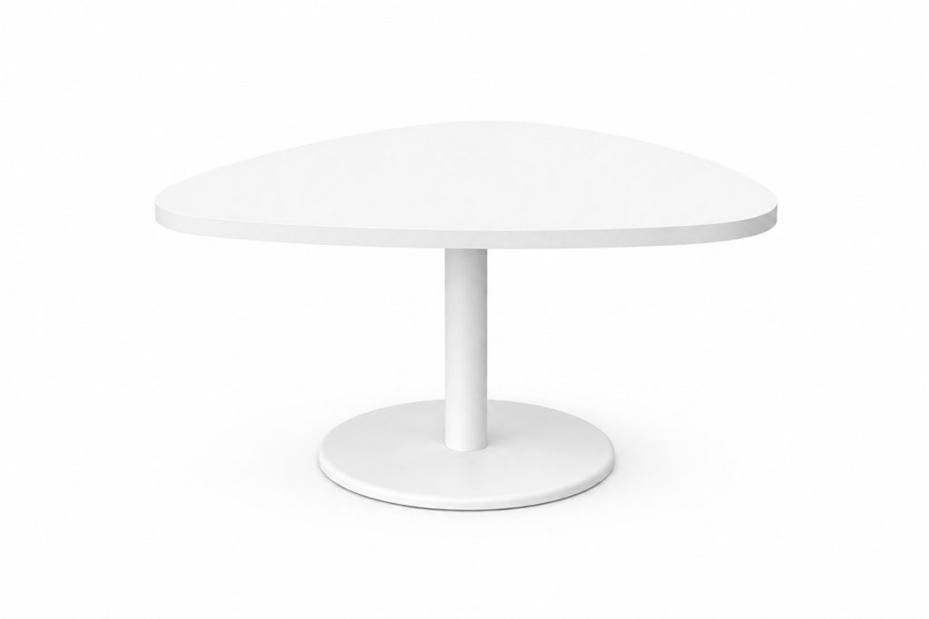 Muda breakout office table with triangular top and round base
