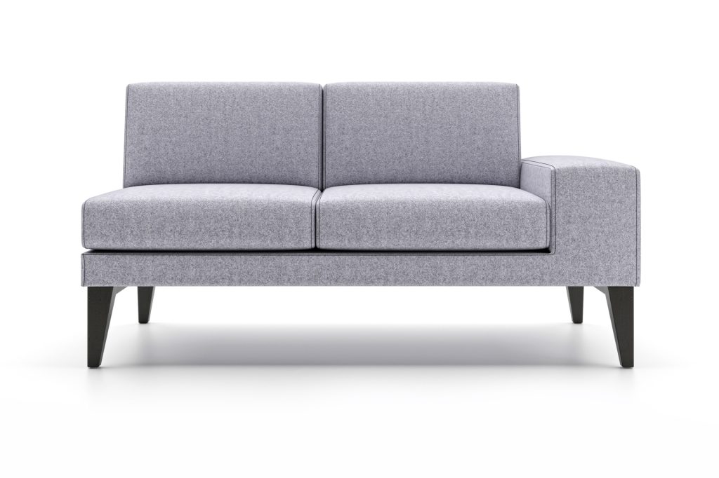 MIL 03 Milo modular breakout seating sofa with right armrest on dark legs