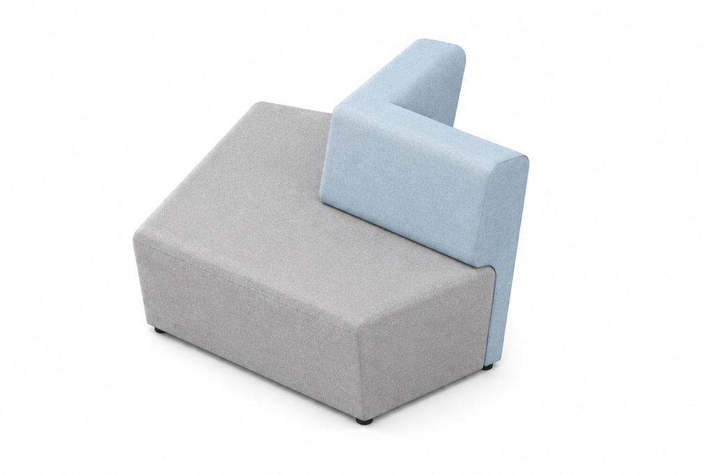 NAL 29 Ally modular breakout seating unit with light grey base and blue backrest