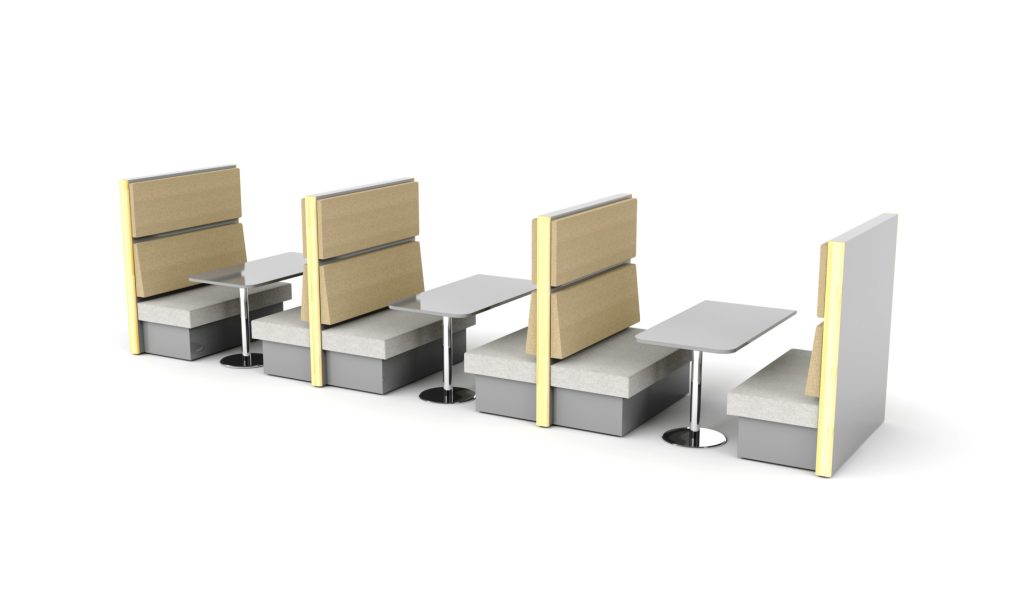 RIP 03 Ripple modular breakout seating with integrated tables — 2020 Furniture