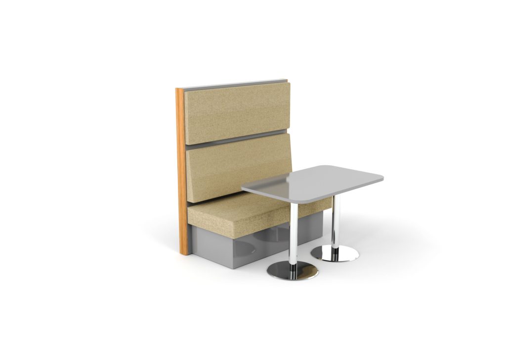 Rift modular breakout seating with integrated table on white background