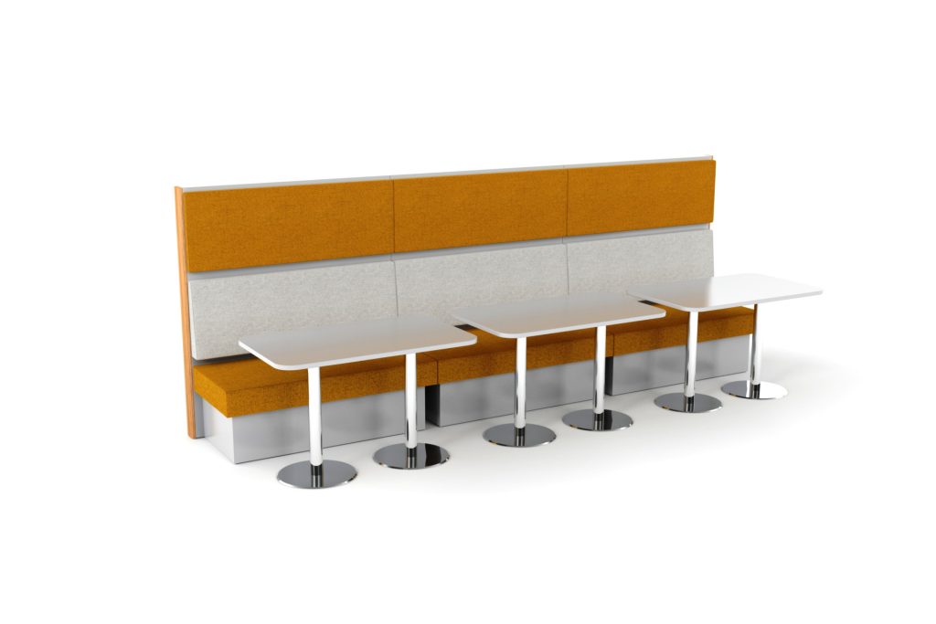 Modular breakout seating with integrated tables
