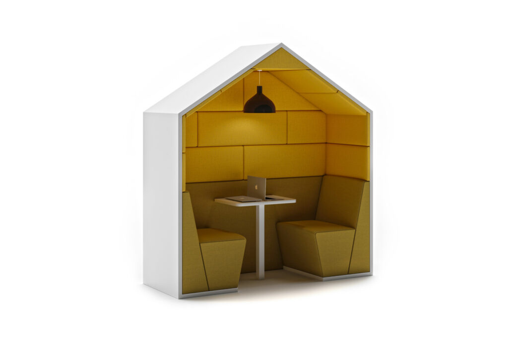 SES 05 Session acoustic office meeting booth with modular seating and table
