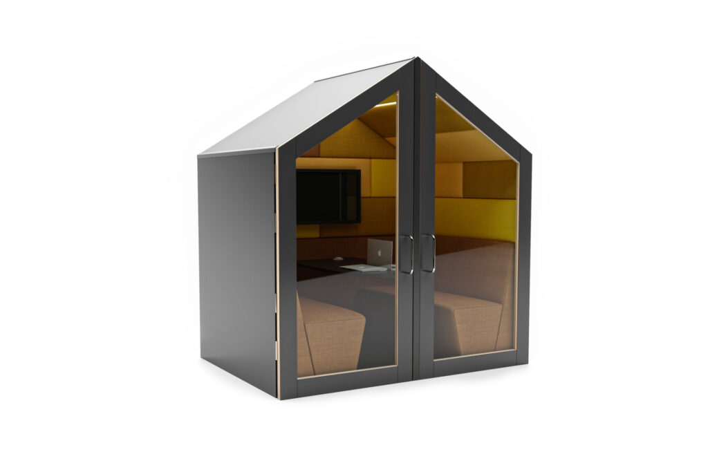 SES 06G Session acoustic office pod with integrated seating and table