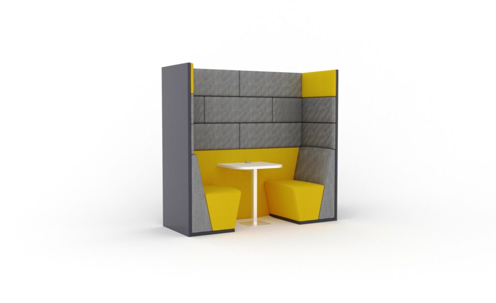 SES 09 Session acoustic meeting booth with integrated seating and table