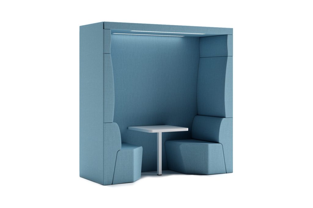 THI 05 Thinkpod acoustic meeting booth with integrated table and seating