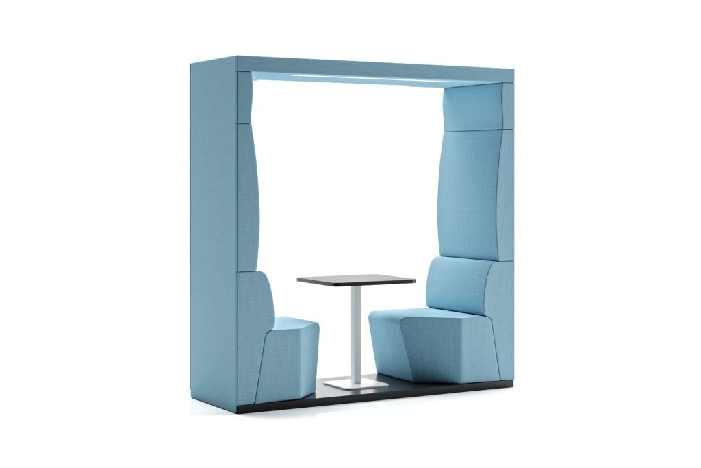 THI 07 Thinkpod acoustic meeting booth with integrated table and seating