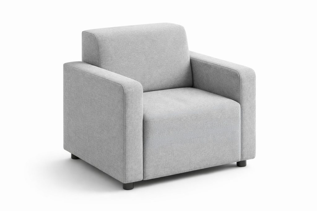 Ally modular breakout armchair in light grey fabric upholstery