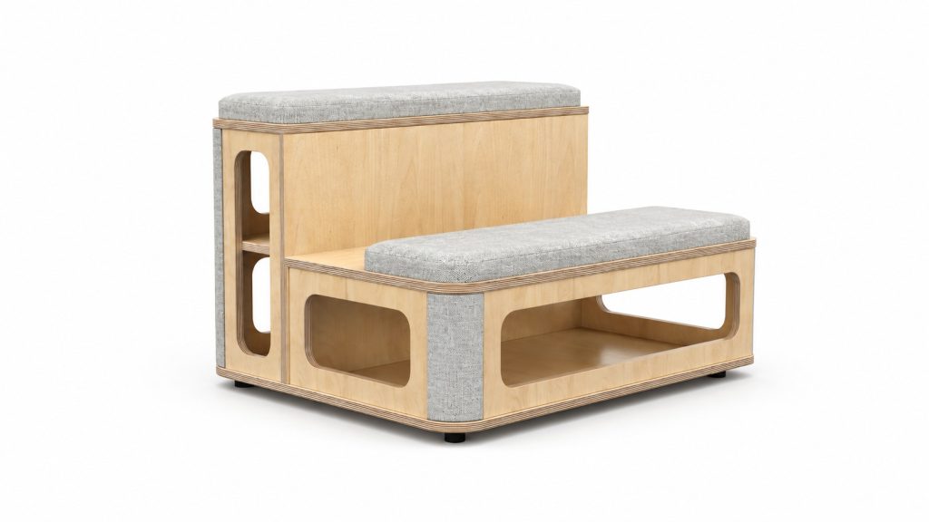 CAV 02R Cavea two-tier modular breakout seating with storage in upholstered finish — 2020 Furniture