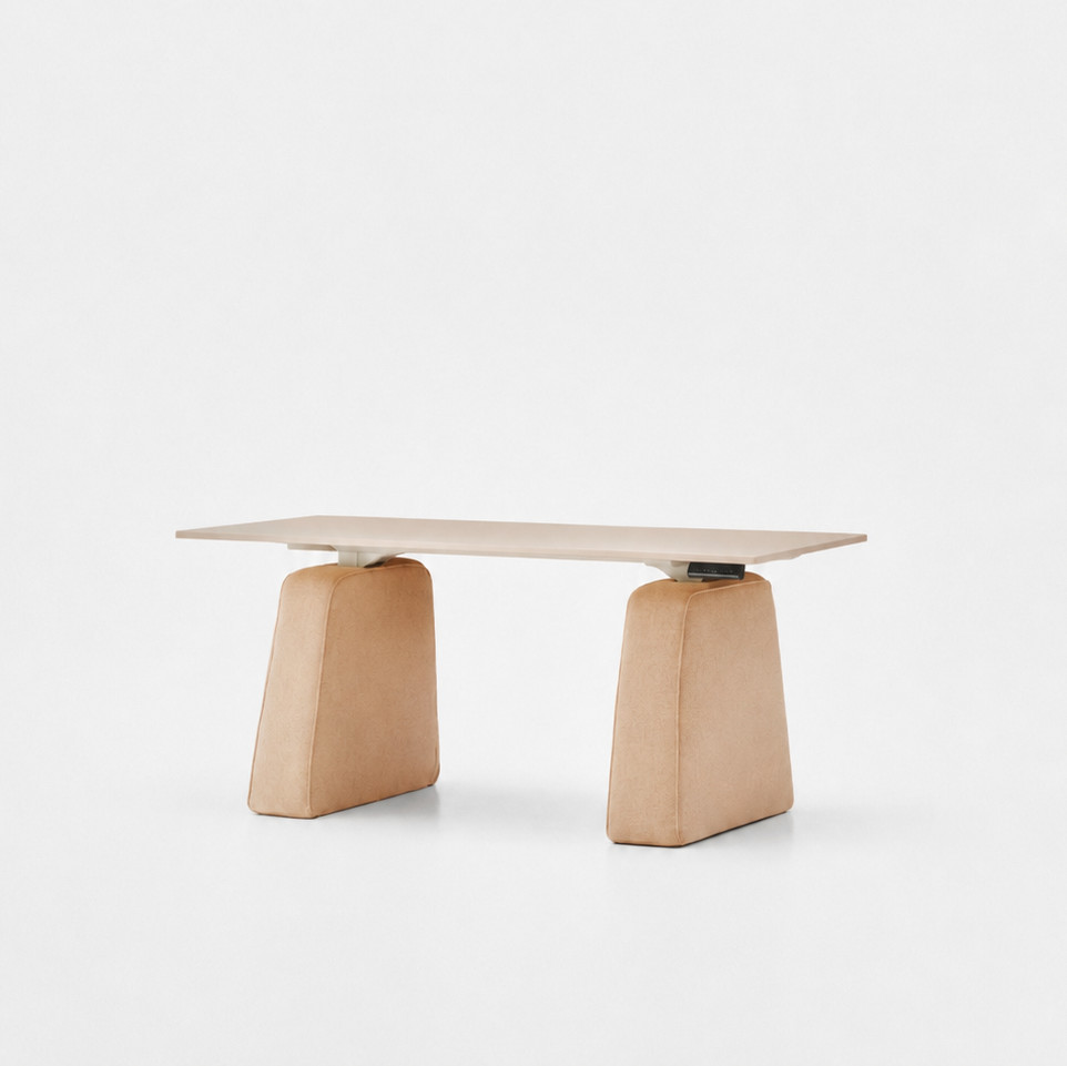Soma DK-01 office table with upholstered base and light-colored top