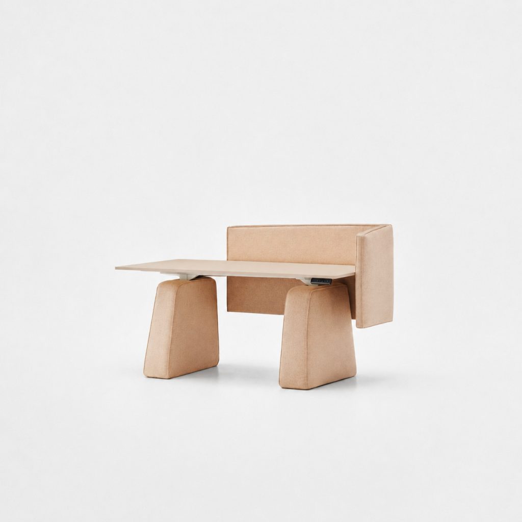 Soma DK-03 modular breakout office furniture with integrated table and upholstered base