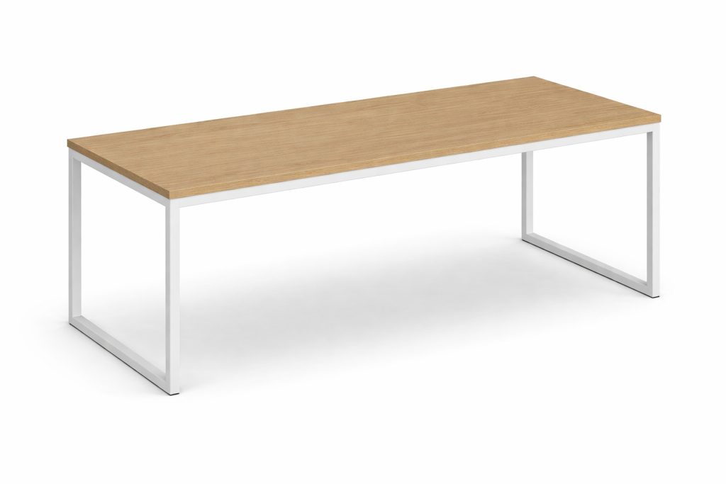 MOR 03 office table with light wood top and white metal frame - 2020 Furniture