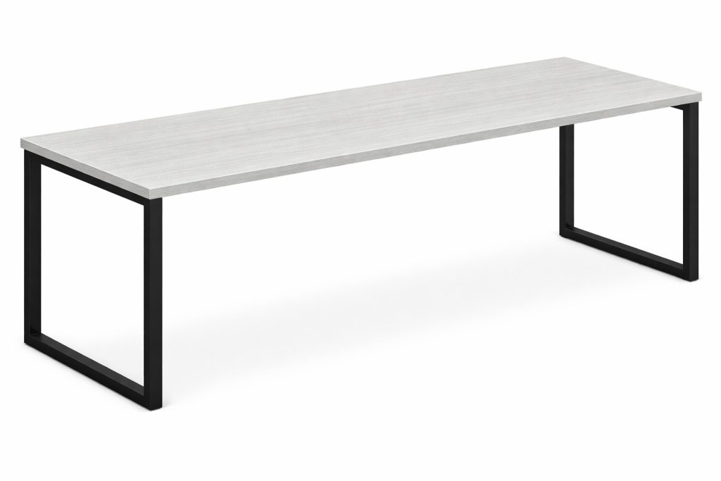 MOR 03 office table with light wood-effect top and black metal frame — 2020 Furniture