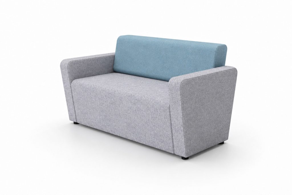 NAL 09 Ally modular breakout seating with light grey base and blue backrest - 2020 Furniture