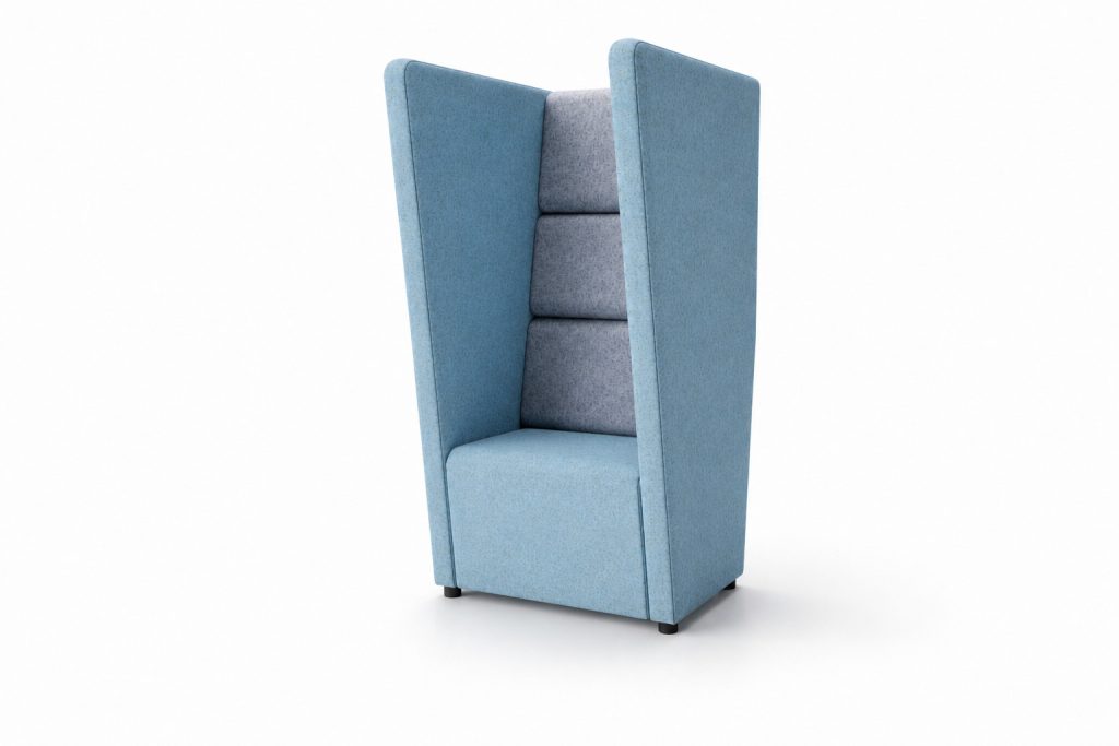 NAL 11 Ally high-back modular breakout seating in blue and grey upholstery