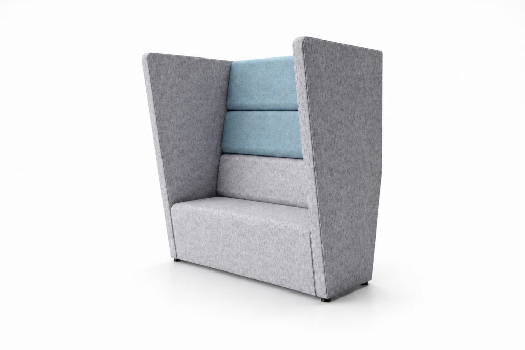 NAL 12 Ally high-back modular breakout seating with blue and grey upholstery