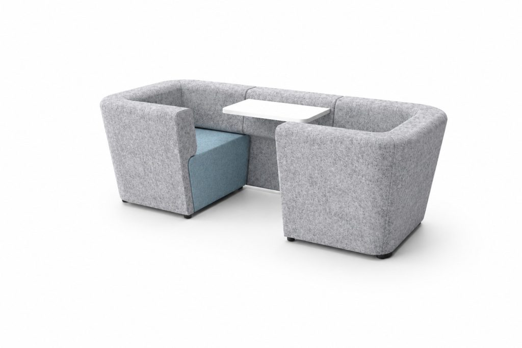 NAL 20 N-Ally modular breakout seating with integrated table and upholstered finish