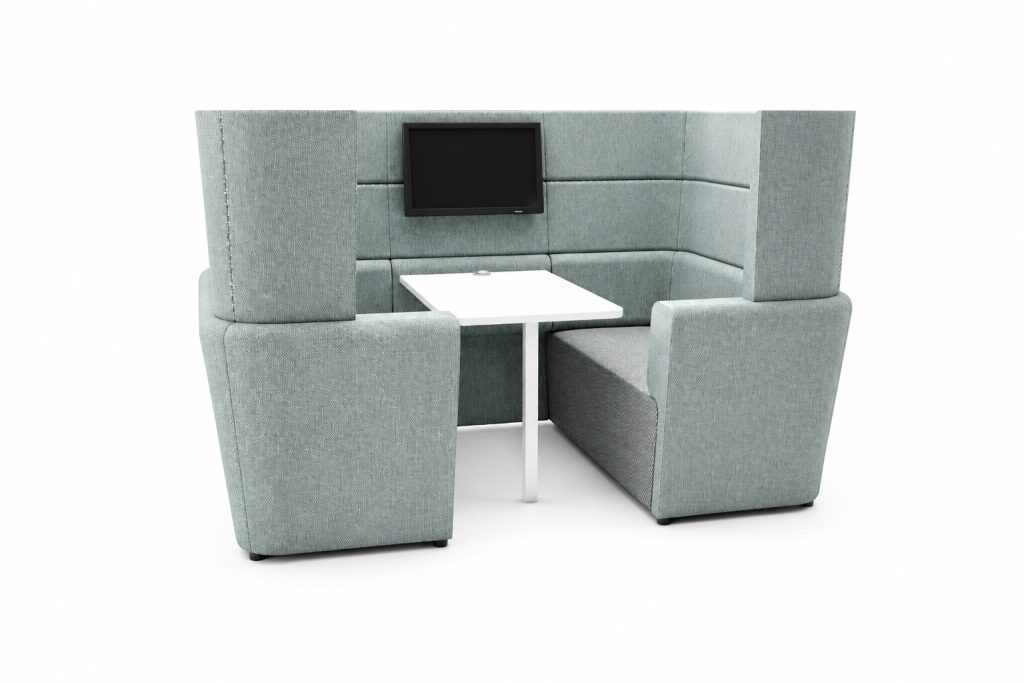 NAL 25 N-Ally acoustic office meeting booth with integrated table and screen