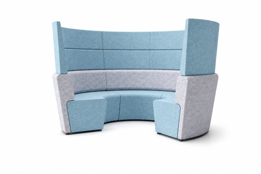 NAL 29 N-Ally modular breakout seating with high back in blue and grey upholstery