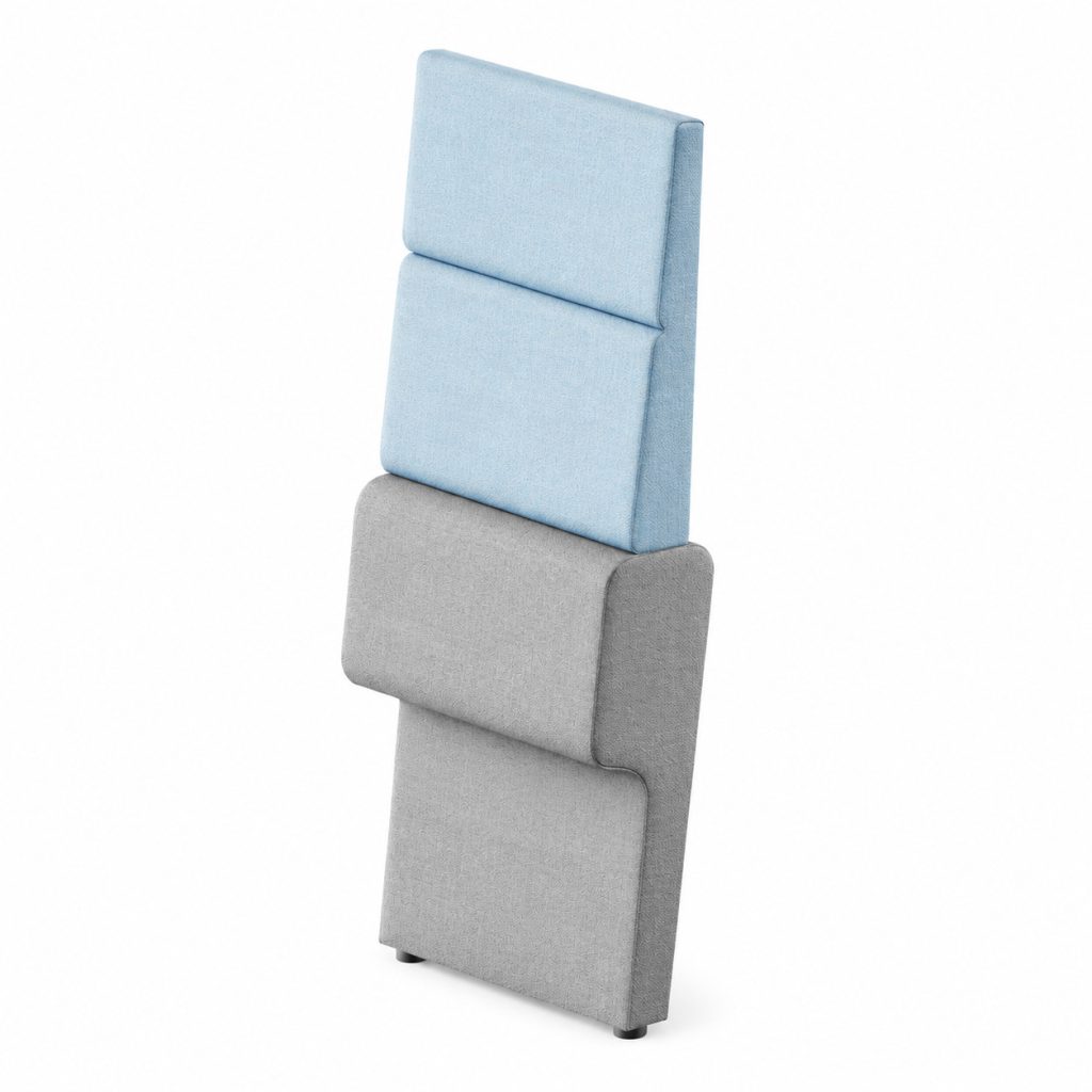NAL 29 Ally modular breakout seating with blue and grey upholstered panels