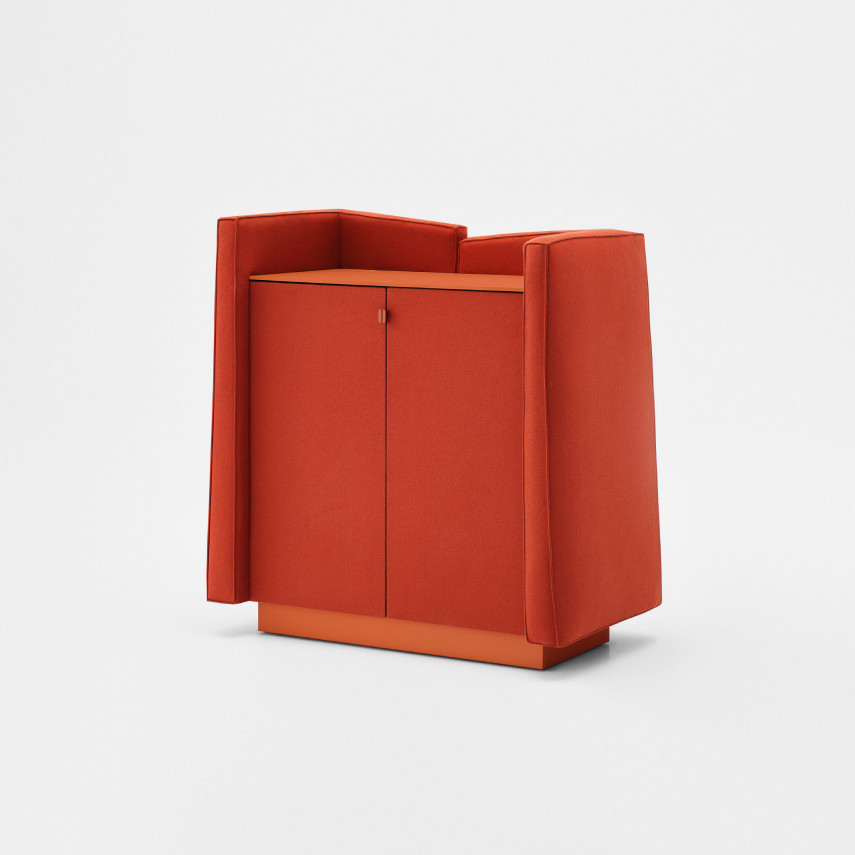 Soma SP-02 storage cabinet with two doors and upholstered sides — 2020 Furniture