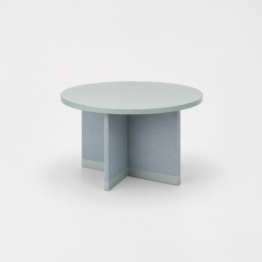 Soma T-01 round breakout office table with upholstered base